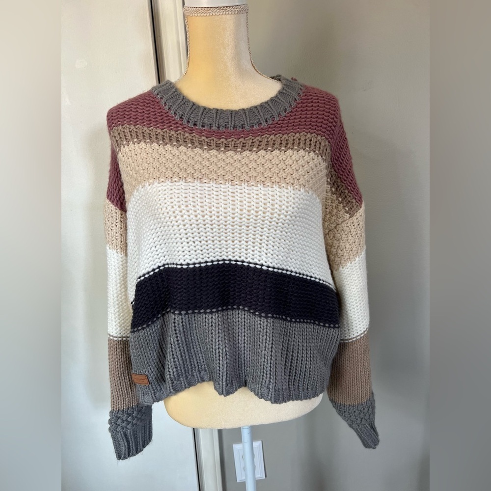 Simply Southern Woman’s Tight Knit Multi Color Block Cozy Sweater Size 2XL